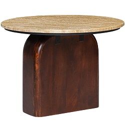 Круглый приставной столик. Цвет: бежевый/орех(коричневый).