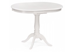 Овальный раскладной стол из массива гевеи, цвет Butter white.