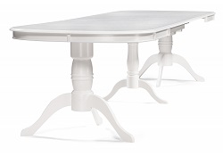 Овальный раскладной стол из массива гевеи, цвет Butter white (молочный) .