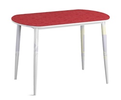 Овальный раздвижной стол из пластика. Цвет красный.