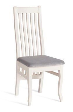 Деревянный стул с мягким сиденьем. Цвет молочный/серый.