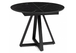 Круглый керамический раздвижной стол. Цвет: shakespeare black (черный)/черный.