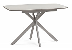 Раздвижной стол с матовой стеклянной столешницей. Цвет: латте (бежевый)/капучино (бежевый).
