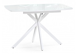 Раздвижной стол со стеклянной столешницей. Цвет: белый глянцевый/белый.