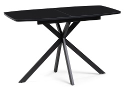 Раздвижной стол из закаленного стекла/ЛДСП и металла. Цвет: матовый черный.