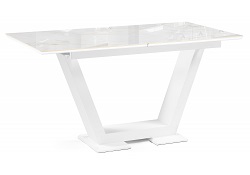 Раздвижной керамический стол. Цвет:carla larkin (белый)/белый.