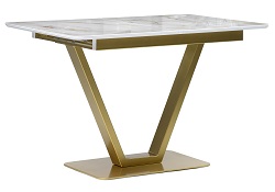 Раздвижной стол со стеклянной столешницей. Цвет: белый/золото.