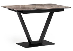 Раздвижной стол со стеклянной столешницей. Цвет: каталония (коричневый)/черный.