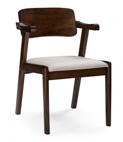 Деревянный стул с подлокотниками. Цвет бежевая ткань/дуб.