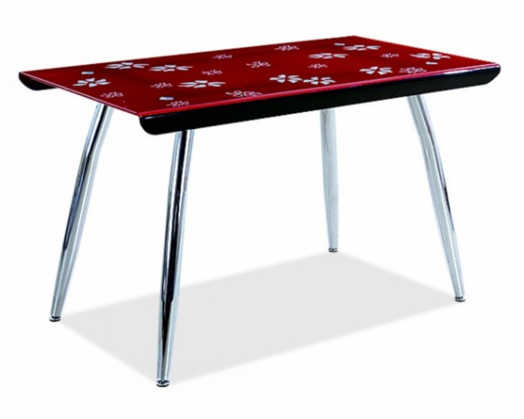 Стеклянный стол с красными ножками