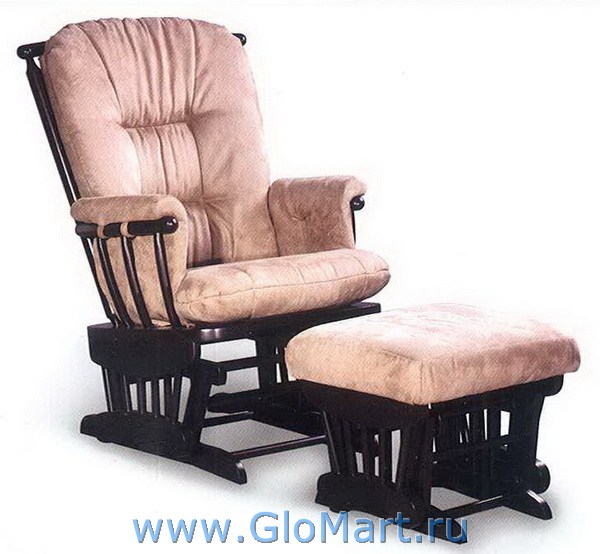 Кресло качалка кожаное с подставкой для ног