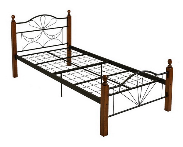 Односпальная кровать с кованой спинкой
